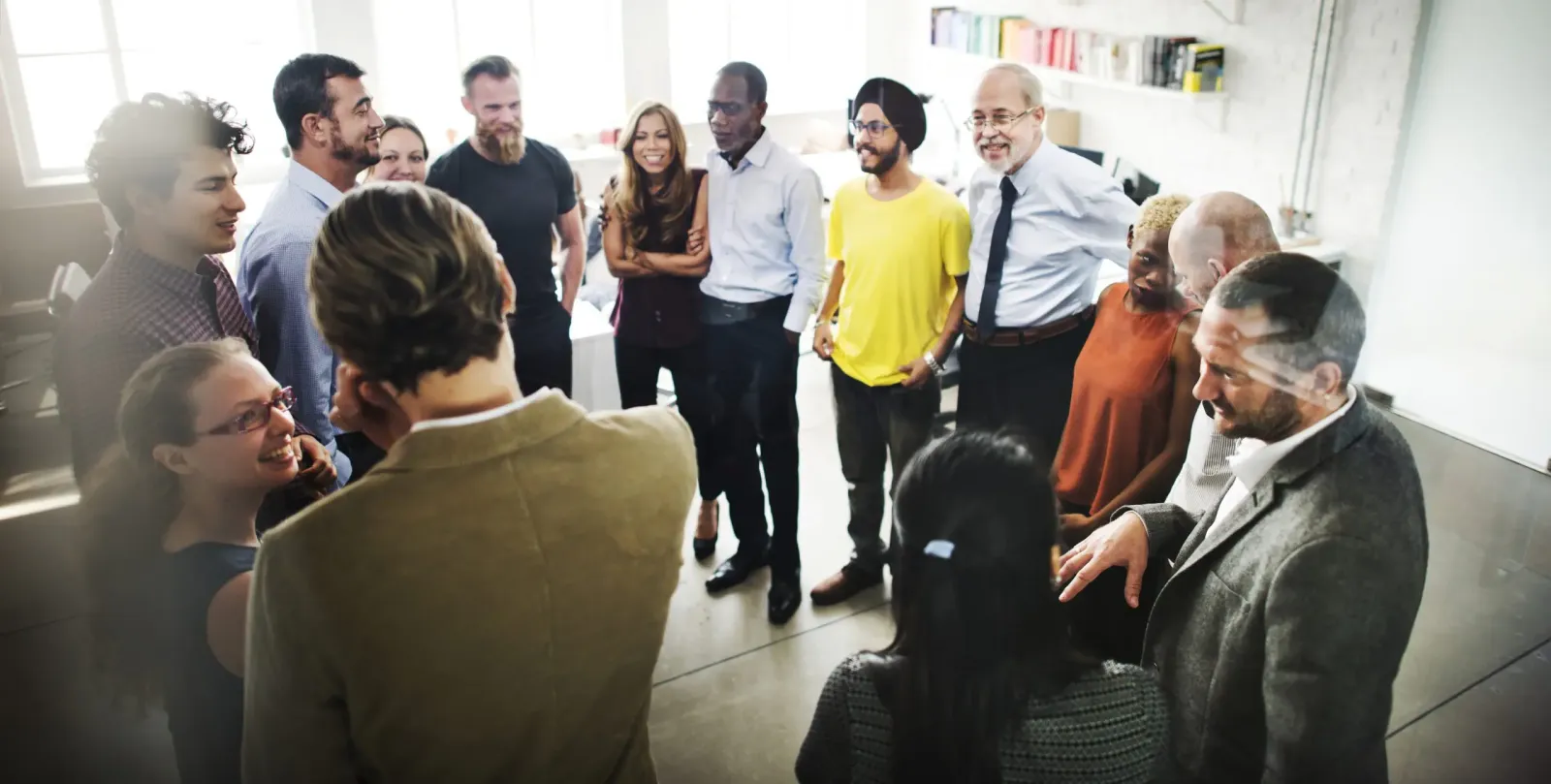 Colleagues' hands joined together as a sign of collaboration
