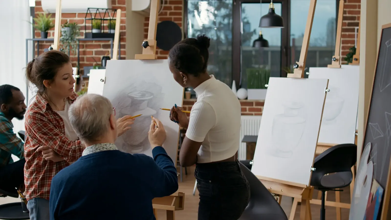 Students advising a senior