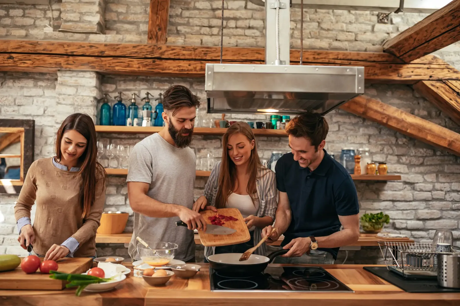 A team gathered around a friendly meal