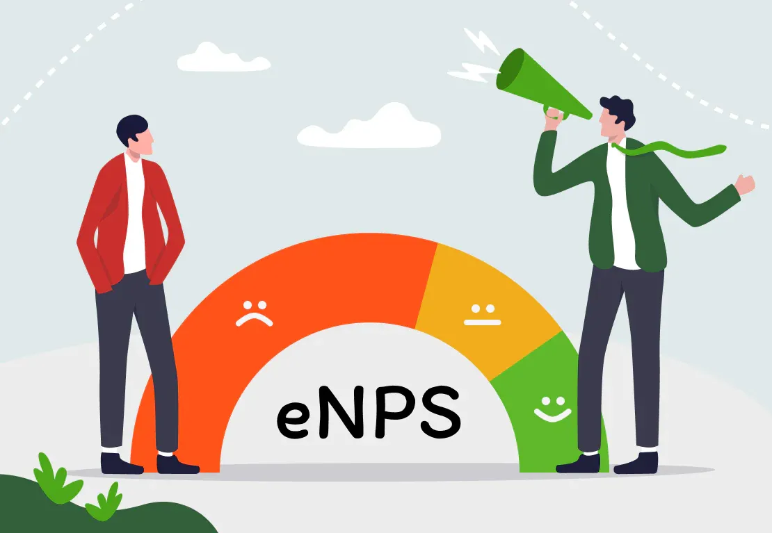 Diagram explaining the eNPS (Employee Net Promoter Score)