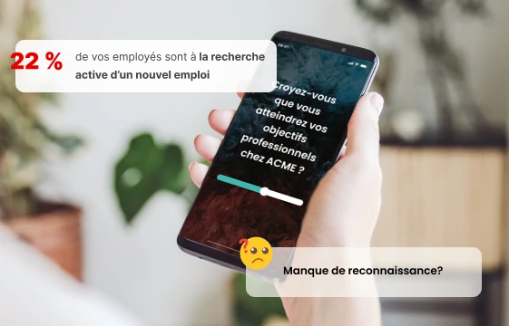 Question de sondage Amélio affichée sur un téléphone
