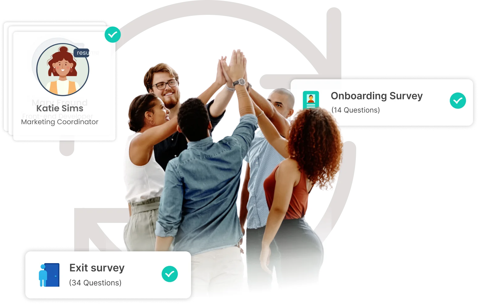 Amélio recruiting: candidate resume and onboarding and exit surveys