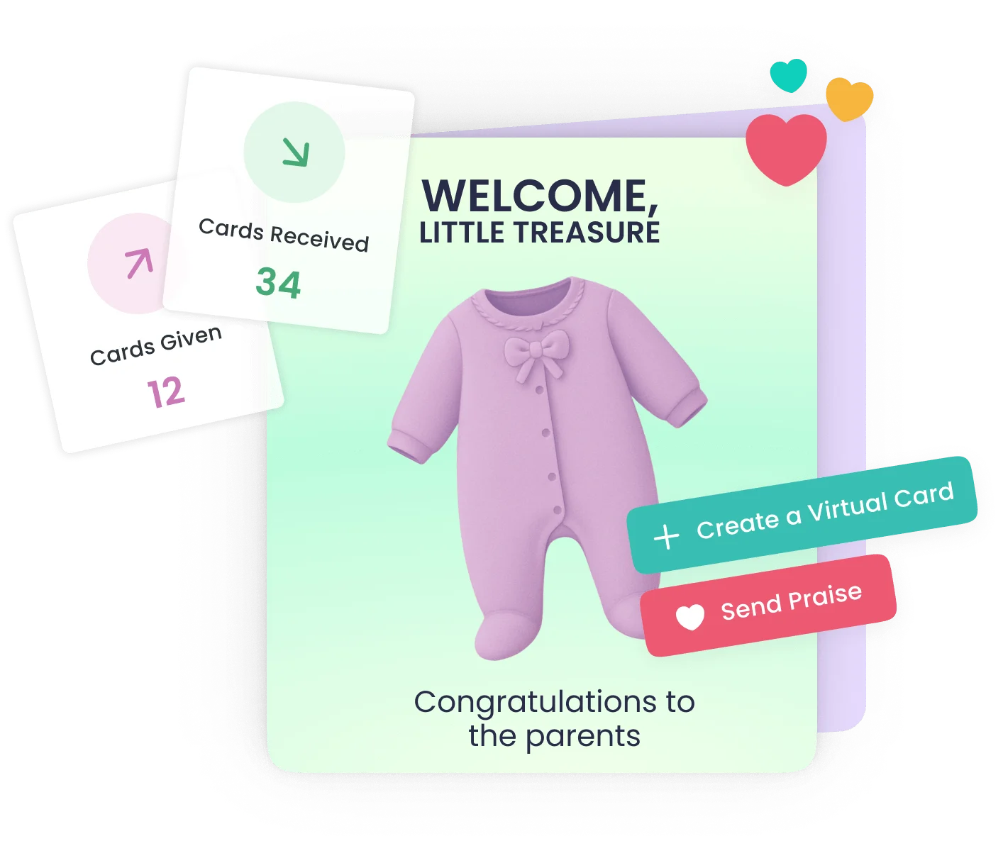 Virtual welcome card signed by the team to welcome a new employee
