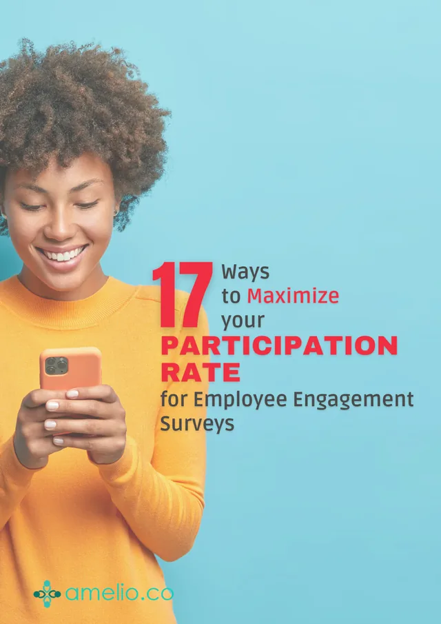 Cover of the guide “17 ways to boost your participation rate” for employee surveys