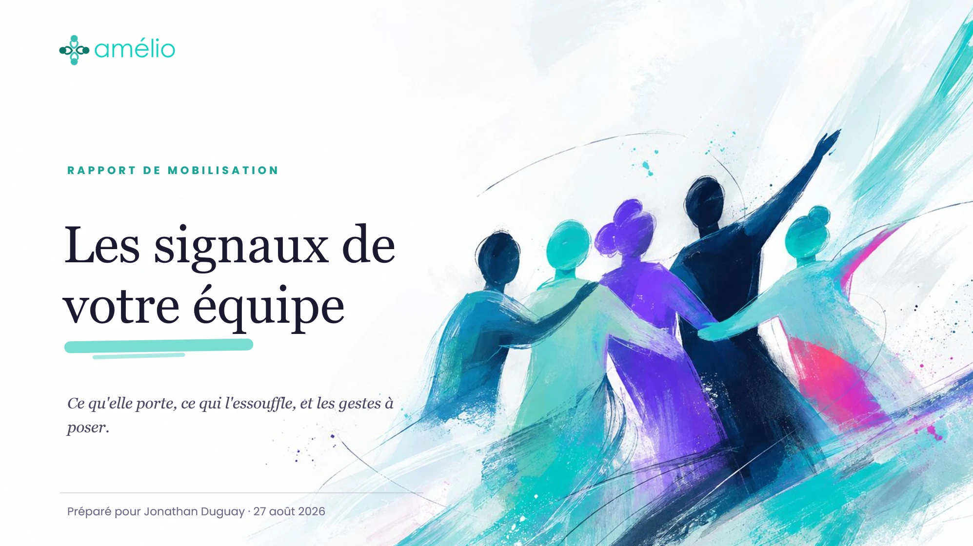 Page de garde du rapport de mobilisation : « Les signaux de votre équipe — ce qu'elle porte, ce qui l'essouffle, et les gestes à poser »