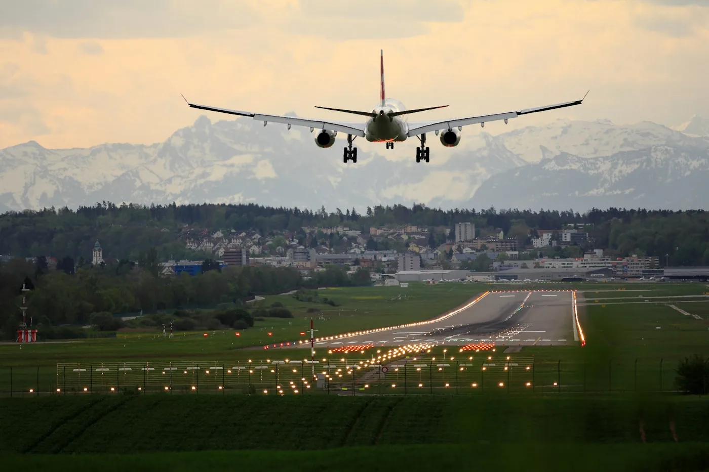 Hall of a modern, bright airport